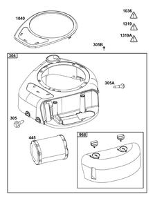Blower Housing Group Diagram and Parts List for 21R877-0021-B5 200000 - 399999 Briggs and Stratton Engine